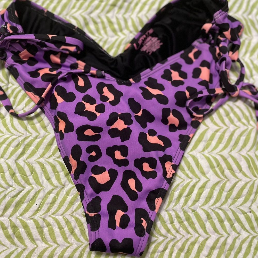 Curvy Beach Large Purple and Black Leopard Print Bikini Bottom